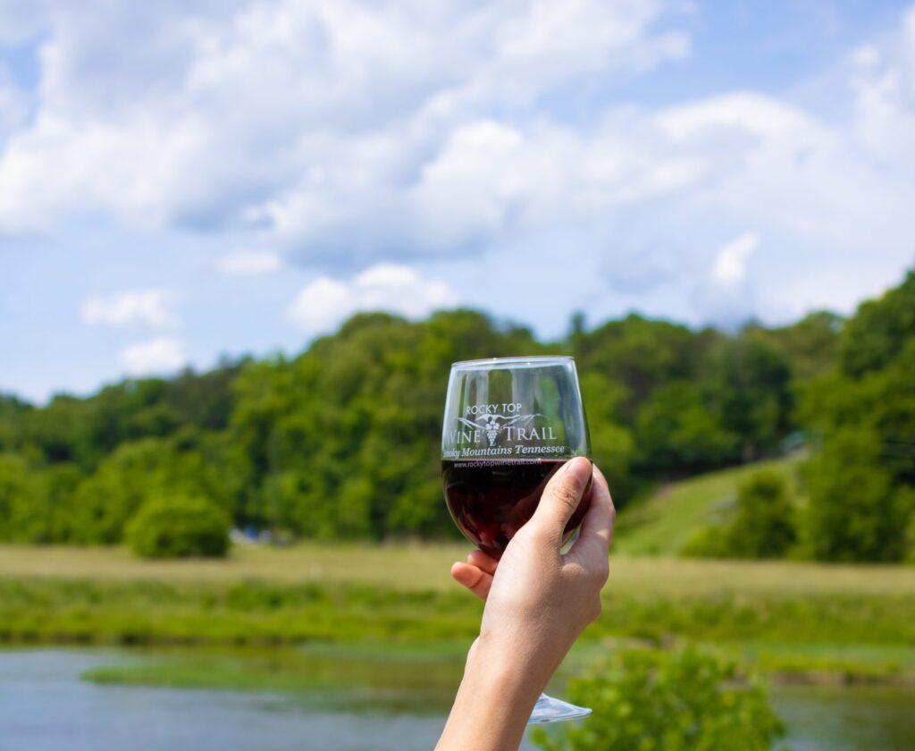 Wine glass on the river.